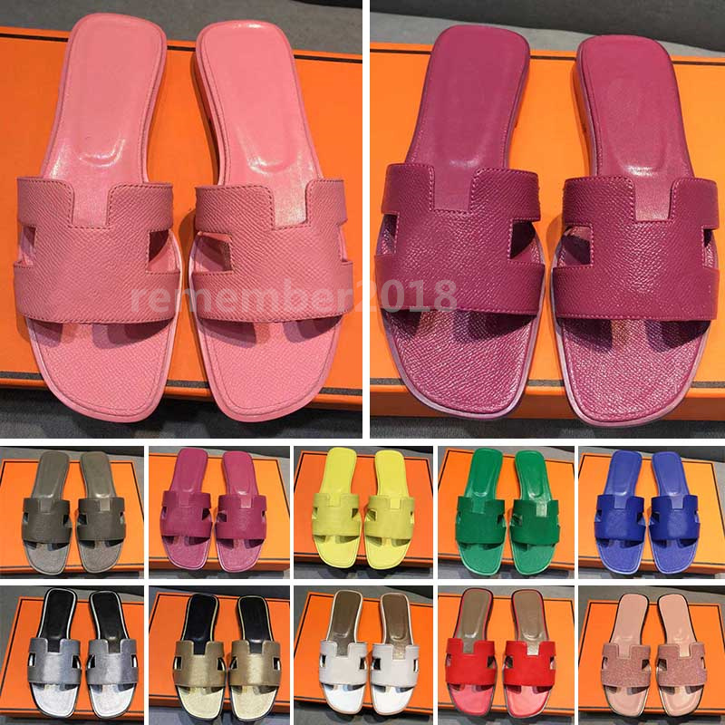 

famous brand Beach slippers Classic Flat heel Summer Designer Fashion flops leather lady Slides women shoes Hotel Bath Ladies sexy Sandals Large size 34-43 RM14, # 25