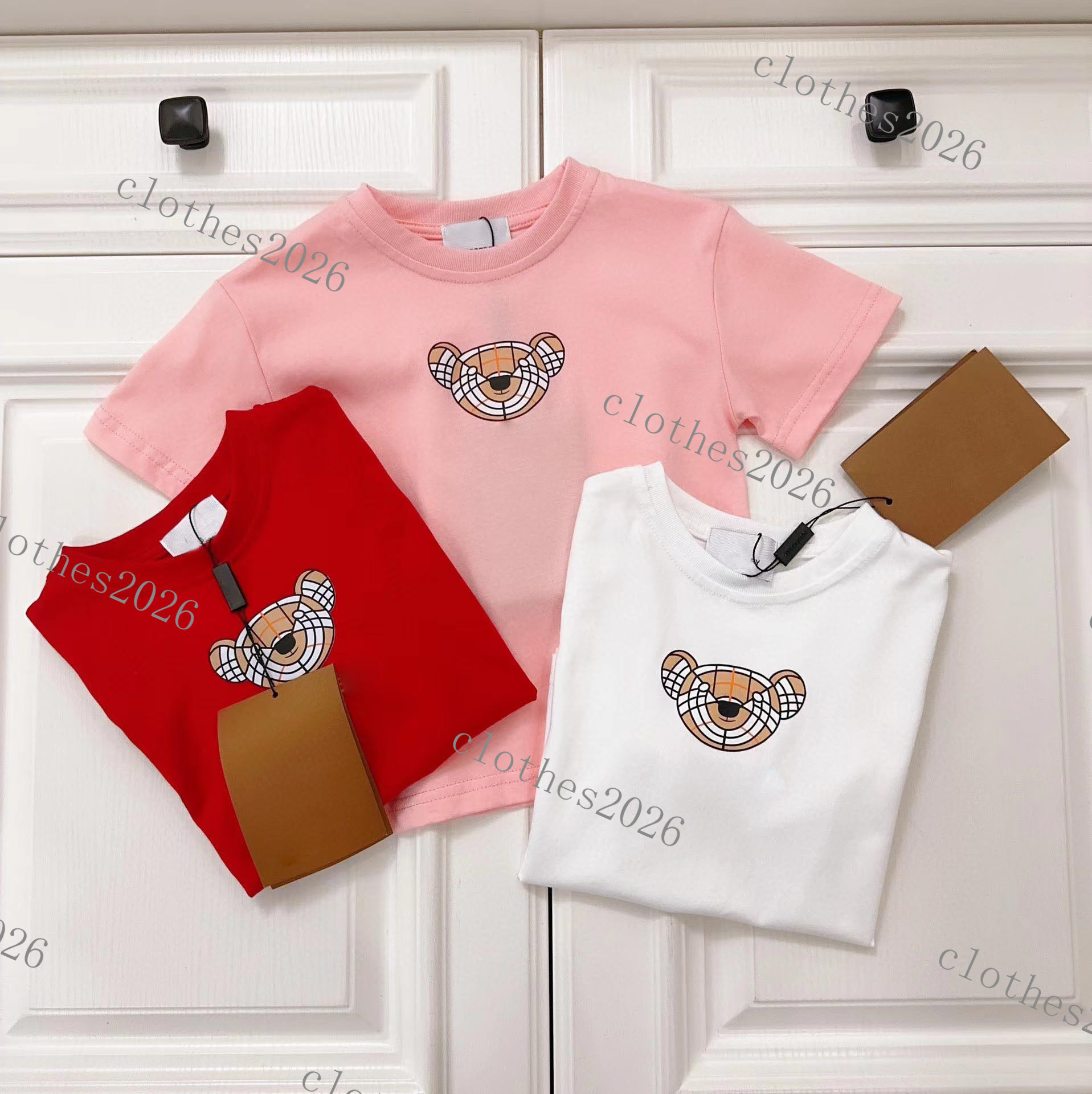 

2023 New summer kids T-shirts designer T-shirts childrens Fashion clothing short sleeved mens crewneck tshirt loose letter printing girls tops hip hop Tees, Red