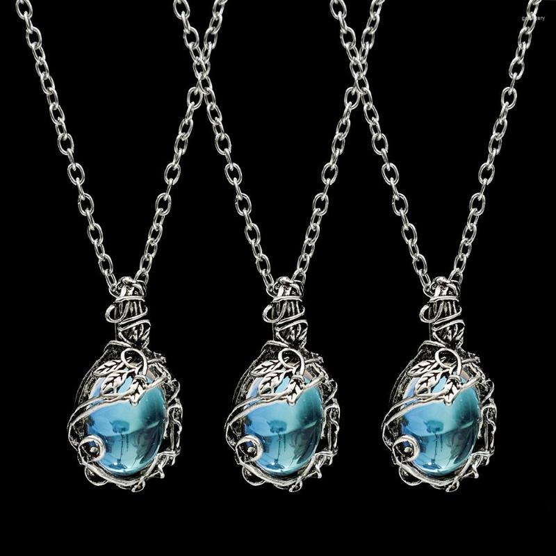 

Pendant Necklaces Vintage Silver Color Natural Stone Necklace Women Girls Gothic Prom Moonstones Floral Cocktail Party Jewelry