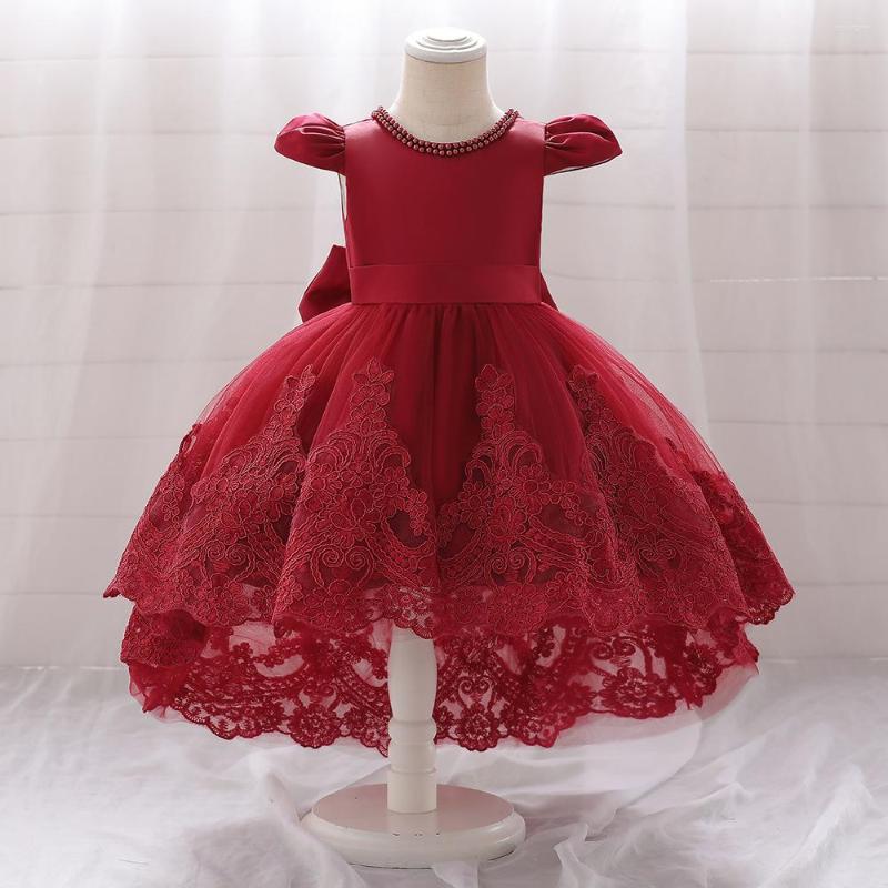 

Girl Dresses Flower For Wedding 1 St Birthday Elegant Kids Embroidery Lace Party Gowns Little Girls Comunion Pageant Dres, T2101xz-pink