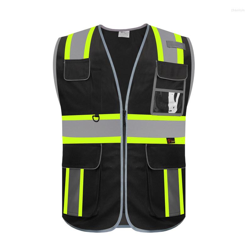 

Men's Vests High Visibility Vest Safety Front Pockets Silver Yellow Reflective Band For Men Class 2 Black Hi Vis, Orange 2