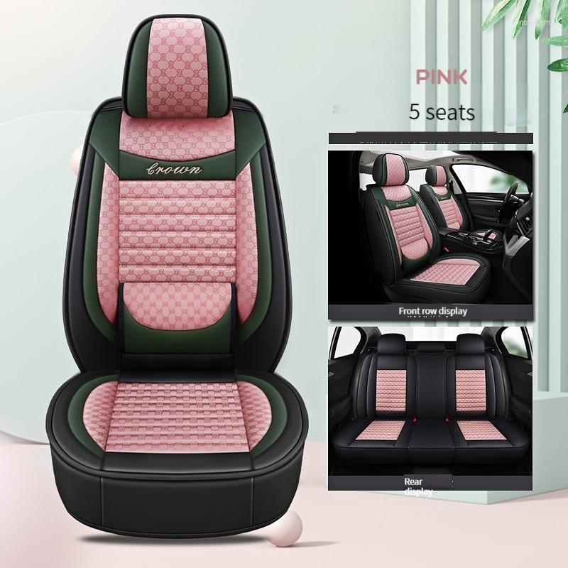 

Car Seat Covers 5 Piece Set Universal Leather Flax Splicing Cover Fit Ssangyong Kyron Actyon Sport Korando Rodius Rexton Protector