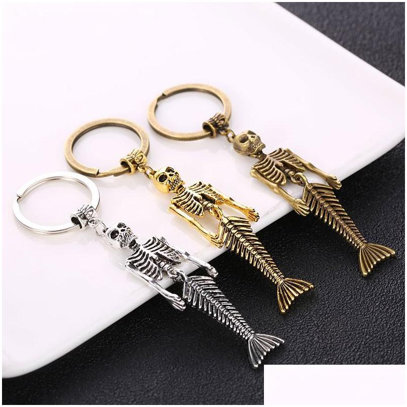 

Keychains Lanyards Skl Mermaid Key Chain Metal Creative Design Zombie Fishtail Keychain Punk Style Drop Delivery Fashion Ac Dhgarden Dhjxo