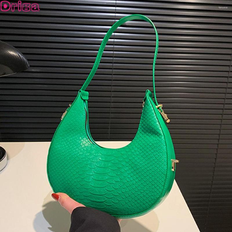 

Evening Bags Driga Fashion Handbags For Women 2023 Shoulder Crocodile Pattern Brand Armpit Solid Color Crescent Package, Black