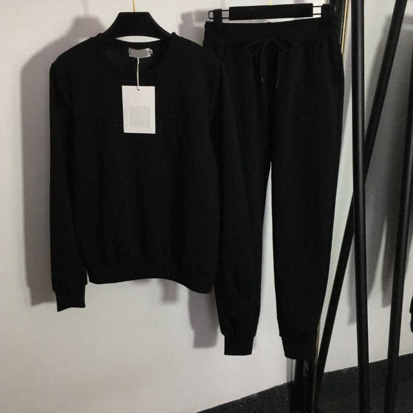 

23ss Womens Tracksuits womens designer clothing logo alphabet embossed round neck long sleeve hoodie elastic waist casual pants set Women Clothes a1, 11