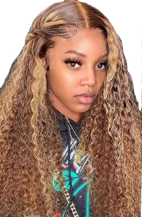 

13x4 Highlight Wig Human Hair Deep Wave Frontal Wig HD Lace Frontal Wig Honey Blonde Curly Human Hair Wigs For Women Remy T