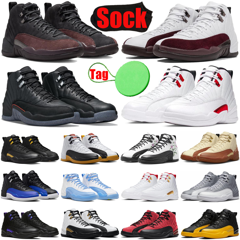 

A Ma Maniere 12 12s mens basketball shoes Black Taxi Cherry White Muslin Stealth Hyper Royal Royalty Flu Game Field Purple men trainers sneakers shoe top, #7 floral