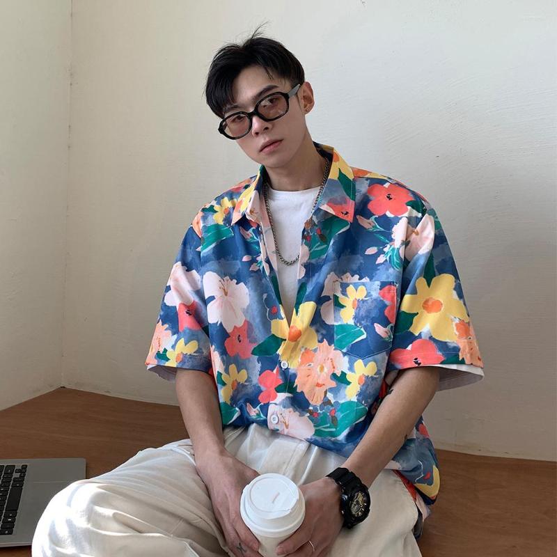 

Men' Casual Shirts Cotton Linen Shirt Men' Summer Short-sleeved Contrast Color Turn-down Collar Beach Style Blouse Top Pullover H72, Blue