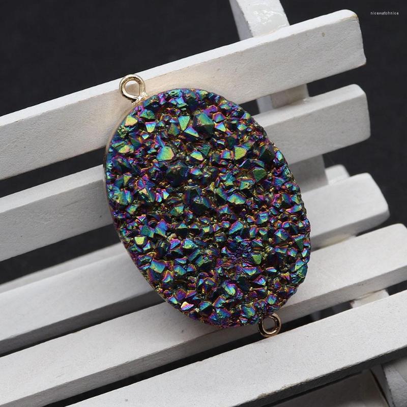 

Pendant Necklaces Natural Stone Druzy Crystal Oval Pendants For DIY Jewelry Making Necklace Bracelet Earrings Accessories Egg-shaped Drusy