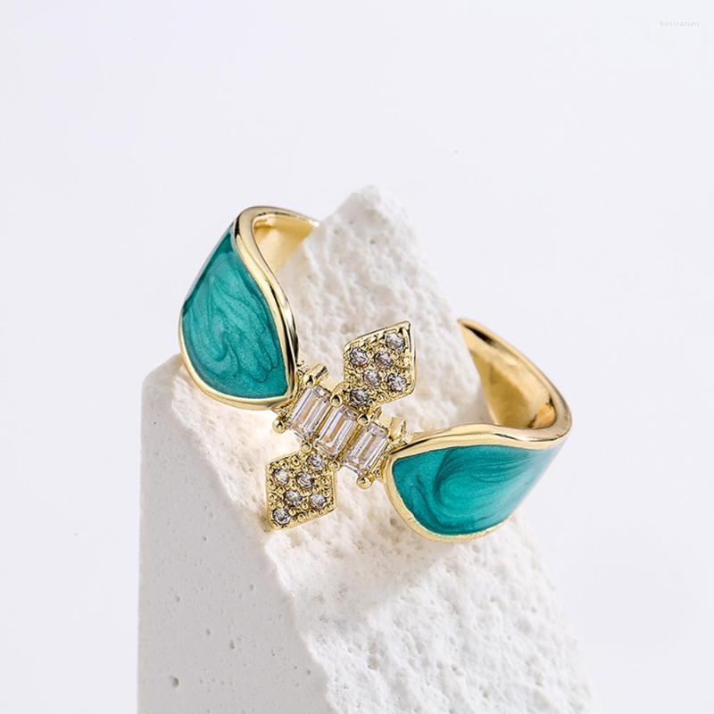 

Cluster Rings Mafisar Fashion Copper Plated Gold Zircon 8 Color Oil Dripping Geometric Open Ring Adjustable Women's Party Jewelry Gift