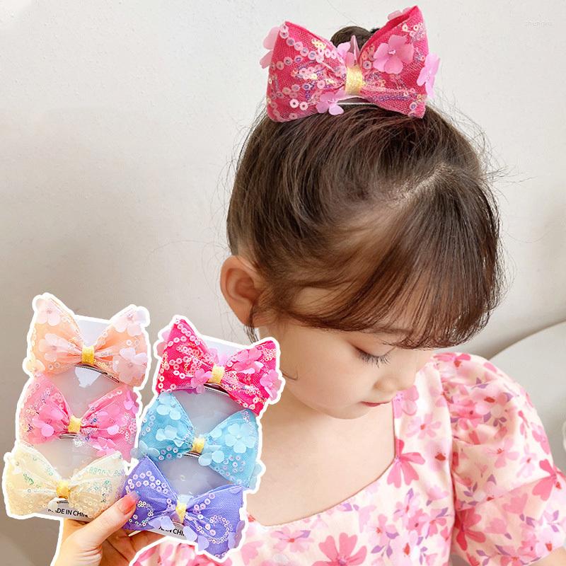 

Hair Accessories 1PC Fashion Sequin Flower Lace Mesh Bow Cute Clips For Kid Headdress Gilr Hairpins Headbands Barrettes, Pink