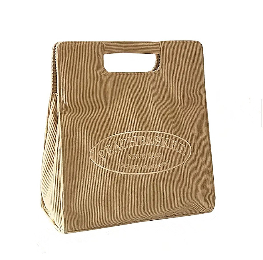 

Women's corduroy handbag, large capacity, fashionable and comfortable handbag, the first choice for shopping, Brown