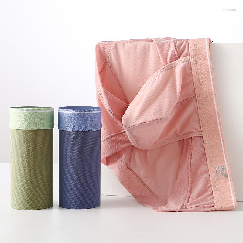 

Underpants Summer Men's Underwear Boxers Bulge Ice Silk Sexy Briefs Panties Ultra-thin Breathable Cool, Pink