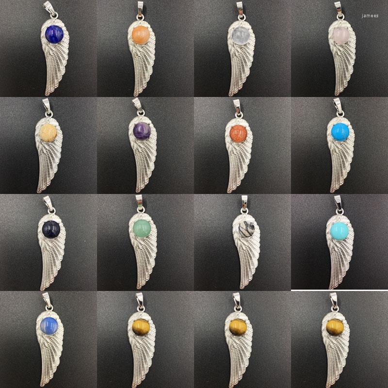 

Pendant Necklaces Lapis Lazuli Tiger Eye Opal Crystal Goldstone Blue Sand Howlite Aventurine Angel Wing Bead PWB815