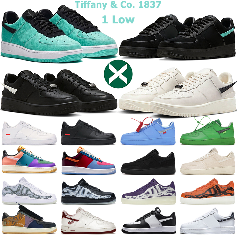 

2023 tiffany af 1 low shoes men women one Black White Undefeated Total Orange Fossil Skeleton Halloween mens trainers casual outdoor platform sneakers