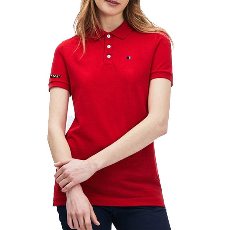 

Women' Polos Women Spring Summer Slim Shirts Embroidery France Logo Short-Sleeved 95% Pique Cotton Home Button Placket Golf Tennis TopsWome, Red