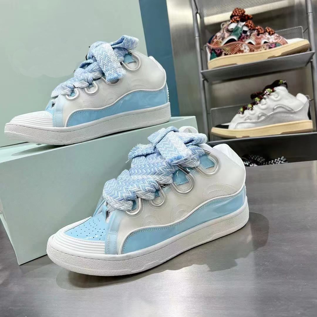 

Designer Mesh Shoes Boot Men Women Laceup Extraordinary Sneaker Embossed Leather Curb Sneakers Calfskin Rubber Nappa platformsole Shoe, #39