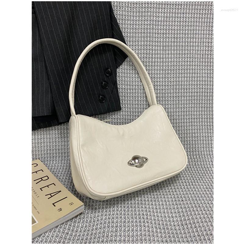 

Evening Bags Fashion Simple Handbags For Women Solid Color Leather Ladies Shoulder Casual Underarm Bag Female Armpit Zipper Purses, White
