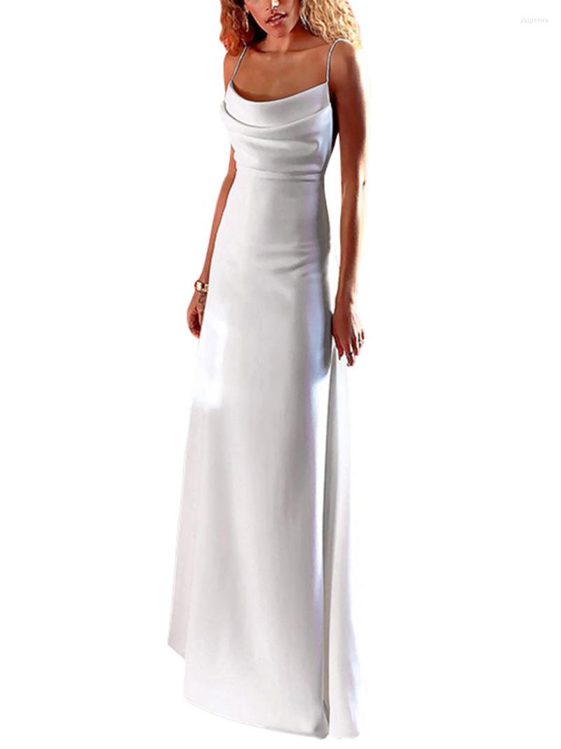 

Casual Dresses Women Sexy Backless Party Cocktail 2023 Summer Sleeveless Spaghetti Straps Low Cut Elegant Long Dress For Nightclub Beach