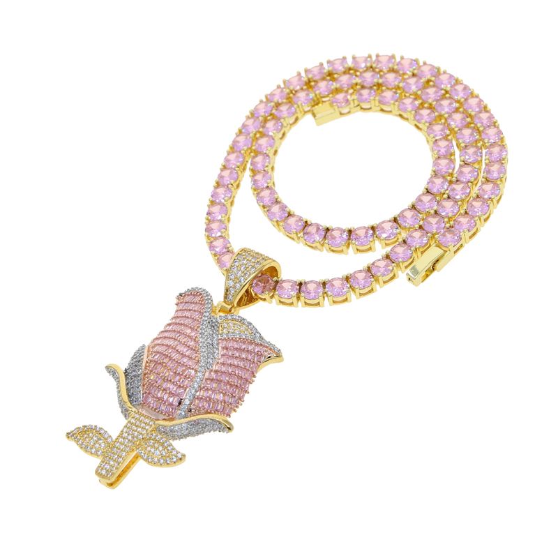 

Rose Hip Hop Pendant: 2-Tone Tennis Chain Necklace