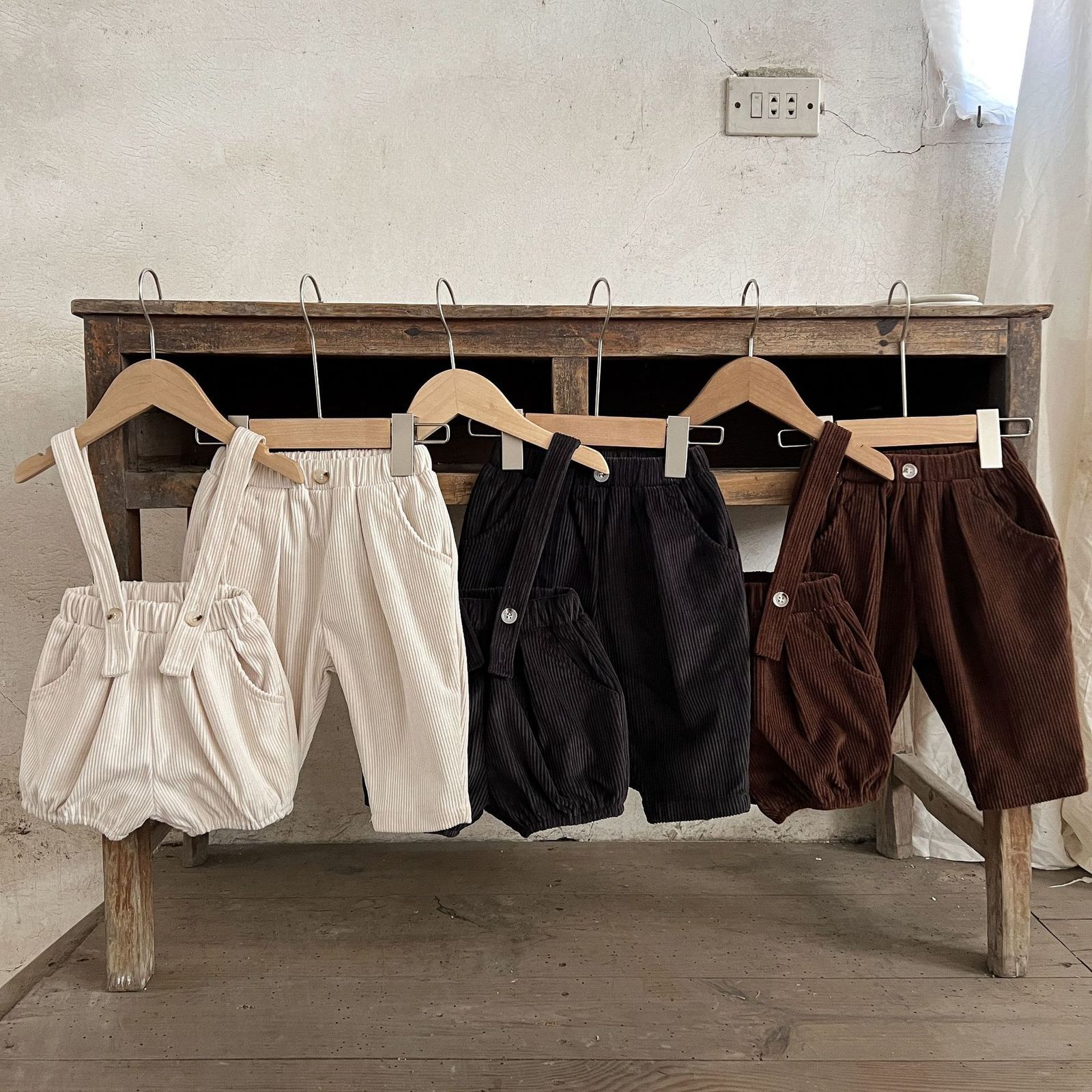 

Overalls Spring Baby Pants Women's Style Korean Men's Style Trousers Baby's Pants Corduroy Suspender Western And 230414, Brown trousers