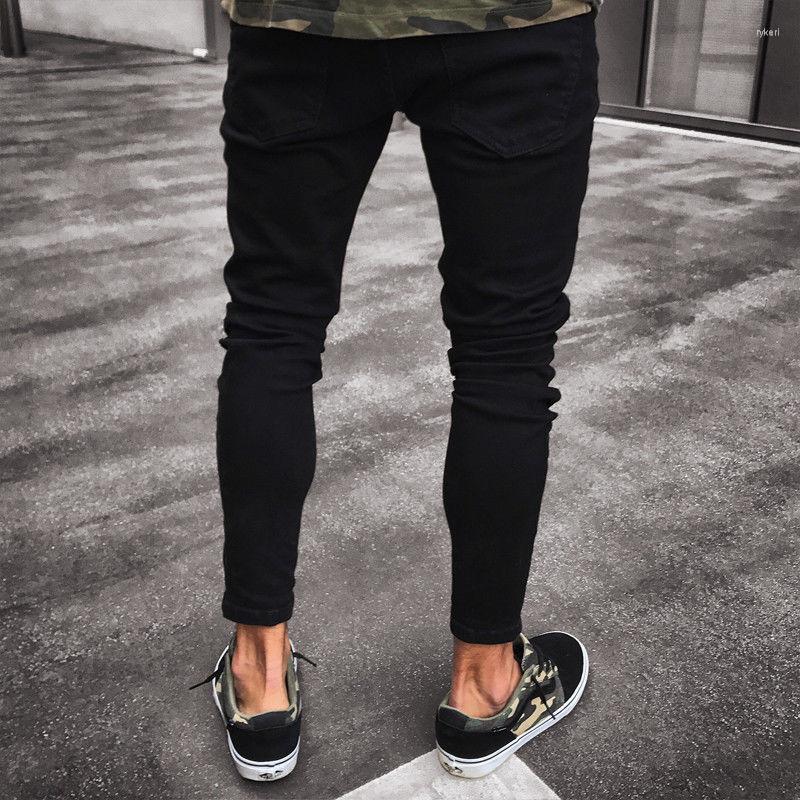 

Men' Jeans Men' Slim Fit Black Stretch Destroyed Ripped Skinny Denim Stretchy Knee Holes Tapered Leg