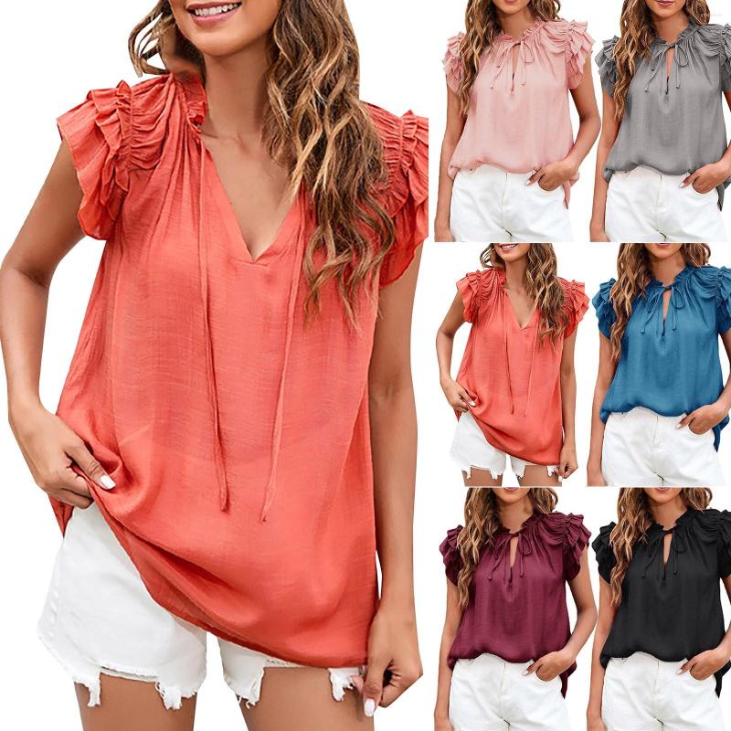 

Women's Blouses Short Sleeves Casual Fashion Women's Blouse Suitable For Various Occasions, Pink