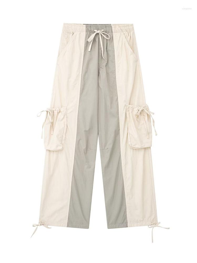 

Women's Pants Women 2023 Chic Fashion Color Matching Wide-leg Vintage High Waist Side Pockets Female Trousers Mujer, Multi