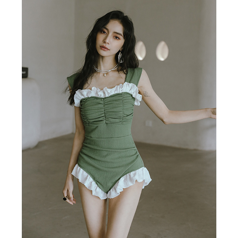 

Women's Swimwear Kawaii Swimsuit Women Bikini Monokini Sexy Push Up Korean Fashion Swimwear Girls Padded Beach Wear Swimming Summer 230414, Green