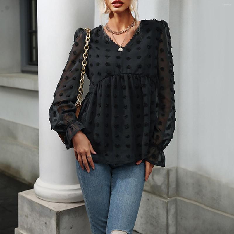 

Women's Blouses Flannel Shirt Women Fashion Trend Solid Color V Tee Shirts For Loose Fit Long Sleeve Neck, Black