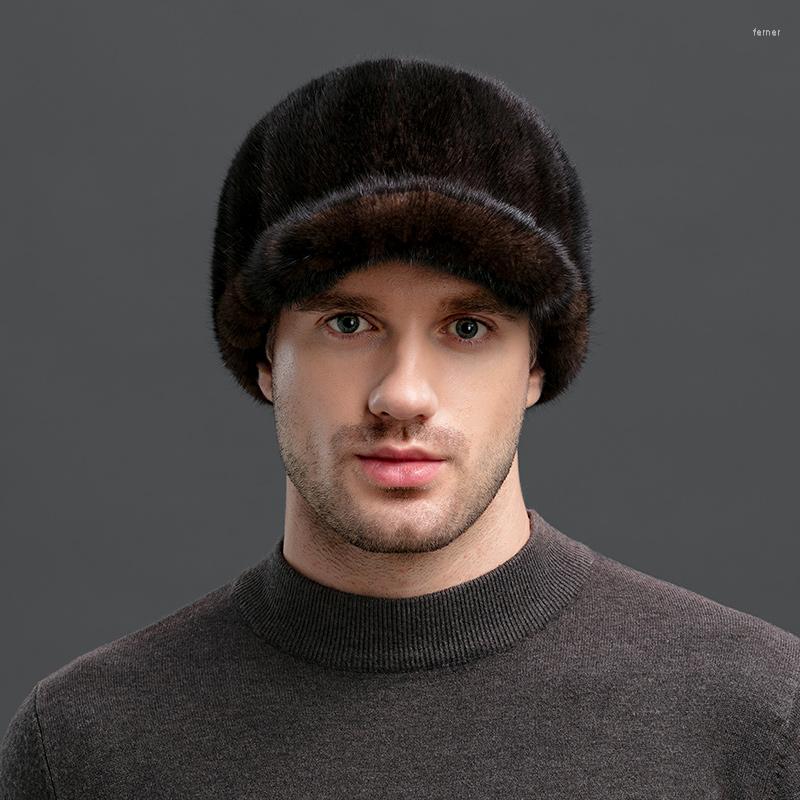 

Ball Caps Men's Real Hat Peaked Cap Winter Warm Headgear Knight Black Brown