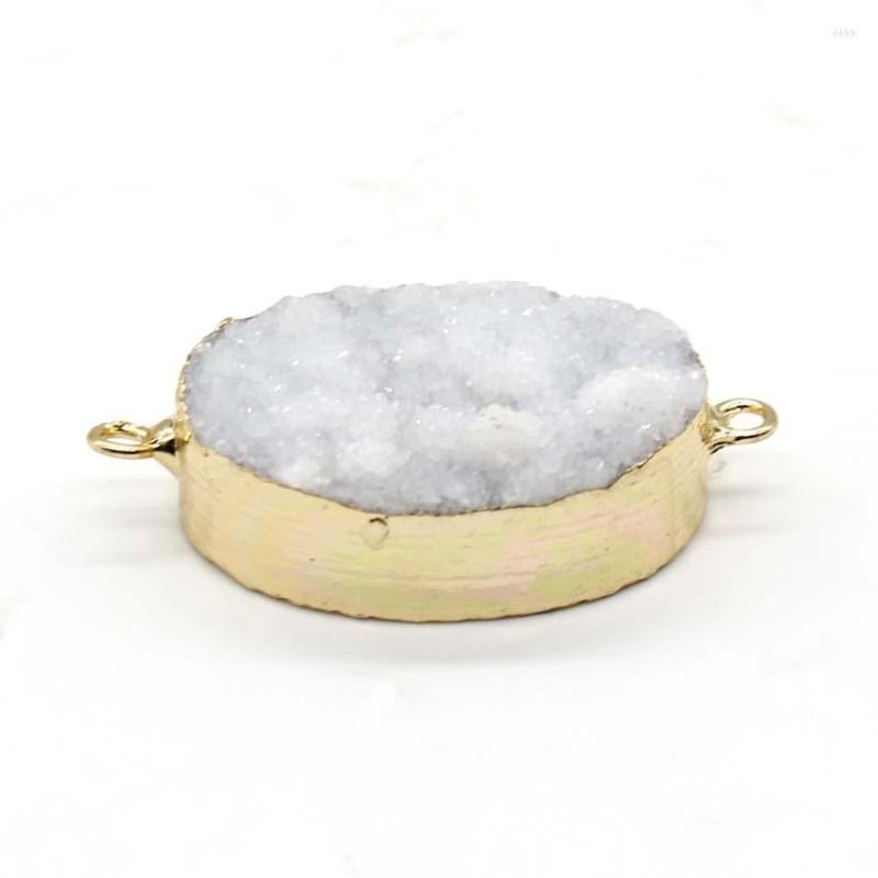 

Pendant Necklaces KFT Natural Crystal Druzy Agate Quartz Mixed Colors Double Hook Stone For DIY Necklace Earring Jewelry Making Women Gift