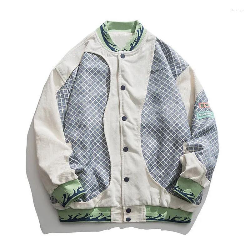 

Men's Jackets Harajuku Retro Fashion Men's Colored Round Neck Jacket Casual Loose Couple Coat Comfortable Street Clothing Ropea Spring, Gray