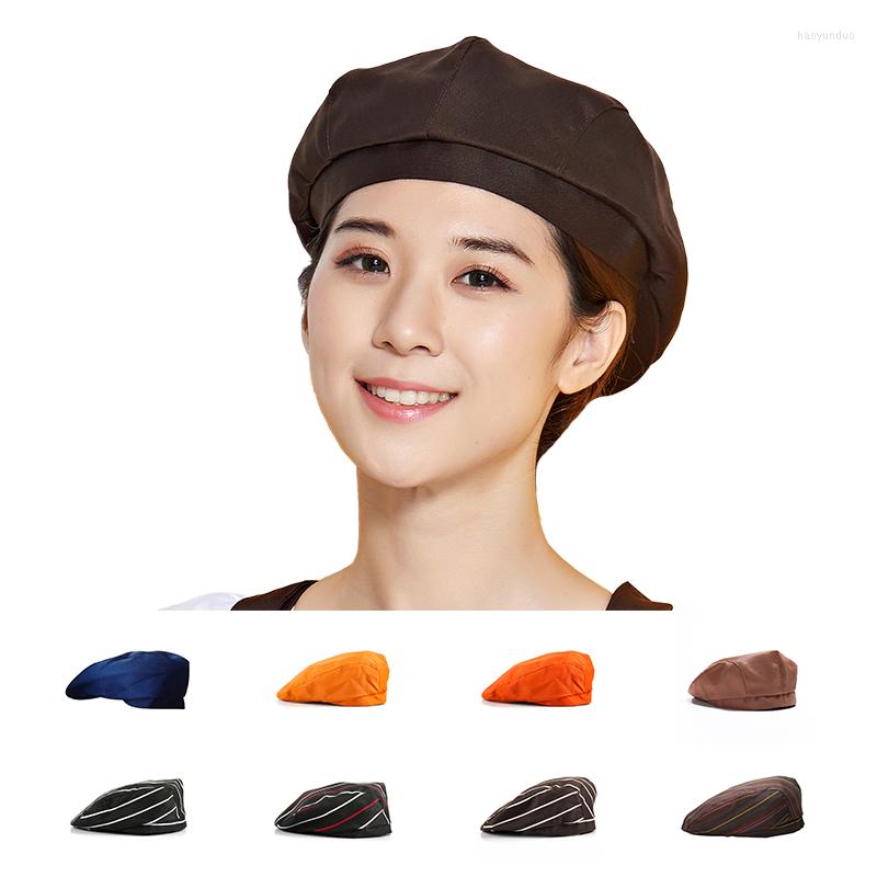 

Berets El Restaurant Men Chef Hat Bakery Women Waiter Brown Beret Catering Services Work Kitchen Cook Baking Cooking Cap, White