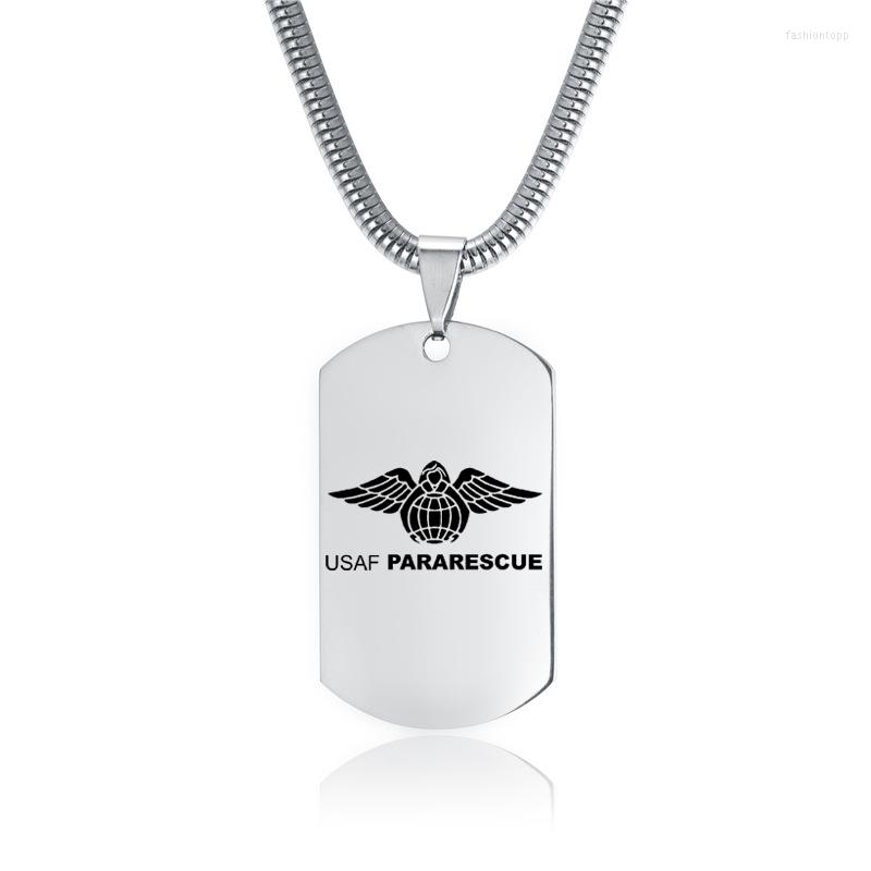 

Pendant Necklaces Fashion Jewelry DIY USAF PARARESCUE Logo Laser Custom Men's Tag Stainless Steel Military Army Engrave Name