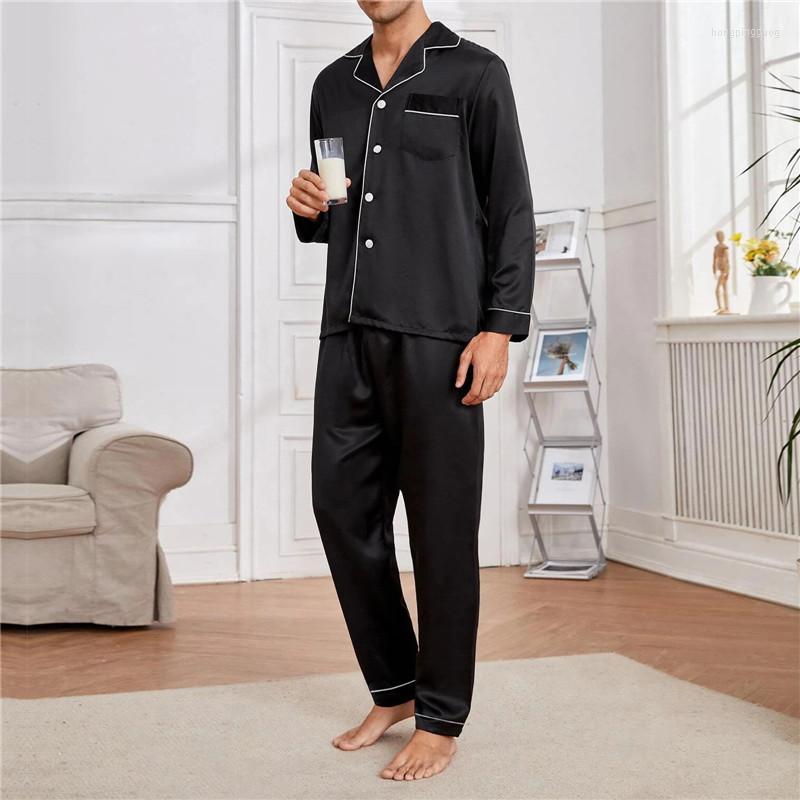 

Men's Sleepwear Pajama Set Man Imitation Silk Pajamas For Men's Pyjama Soft Cozy Home Wear Clothes Pyjamas Men Pijama Sleep Tops