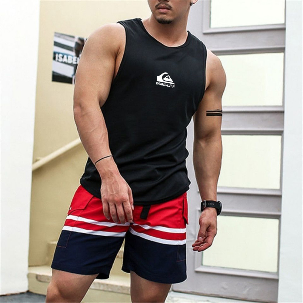 

Men's Tank Tops Gym Mens Back Top Muscle Fashion Sleeveless Shirt Stringer Clothing Singlets Workout Bodybuilding Sports Brand Fitness Vest 230414, Army green
