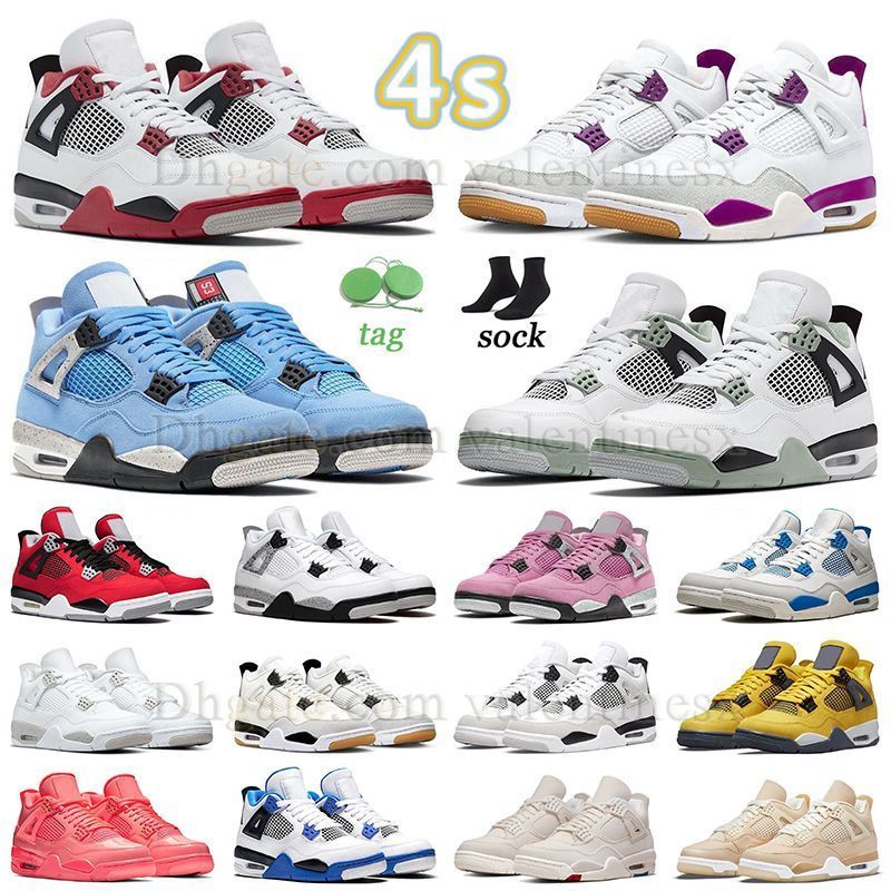 

new pattern jumpman 4 4s basketball shoes purple university blue fire red seafoam men women sneaker lightining toro bravo military black black cat outdoor trainers, J42 36-47 yellow thunder