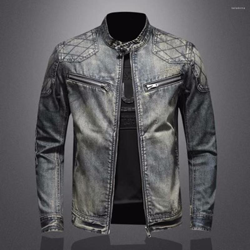 

Men's Jackets American Casual Biker Man's Denim Jacket And Coat Summer Cowboy Street Overcoat Korean Designer Streetwear Clothing, Picture shown