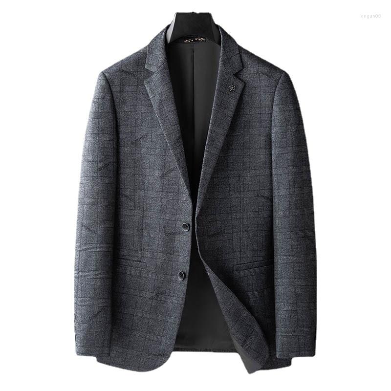 

Men's Suits Autumn Arrival Fashion Suepr Large Men's Business Casual Plaid Print Single Suit Blazers Plus Size XL2XL 3XL 4XL 5XL  7XL, Gray