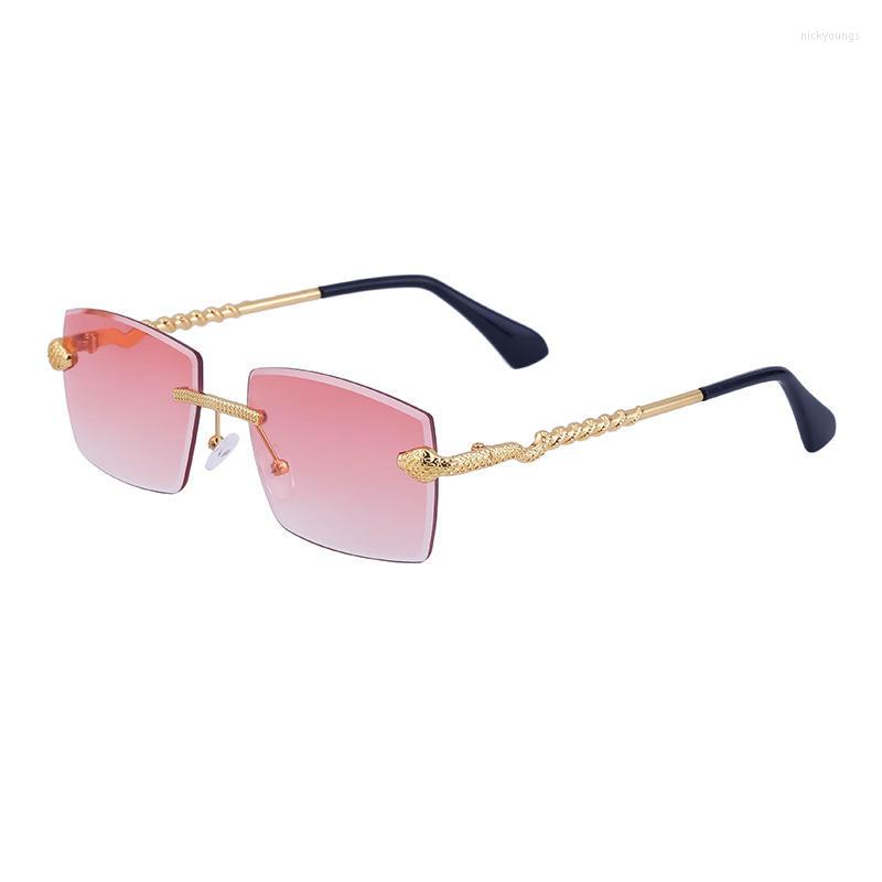 

Sunglasses 2023 Rimless Square Fashion Metal Frame Cut Edge Men Unisex UV400 Shades Woman Trend