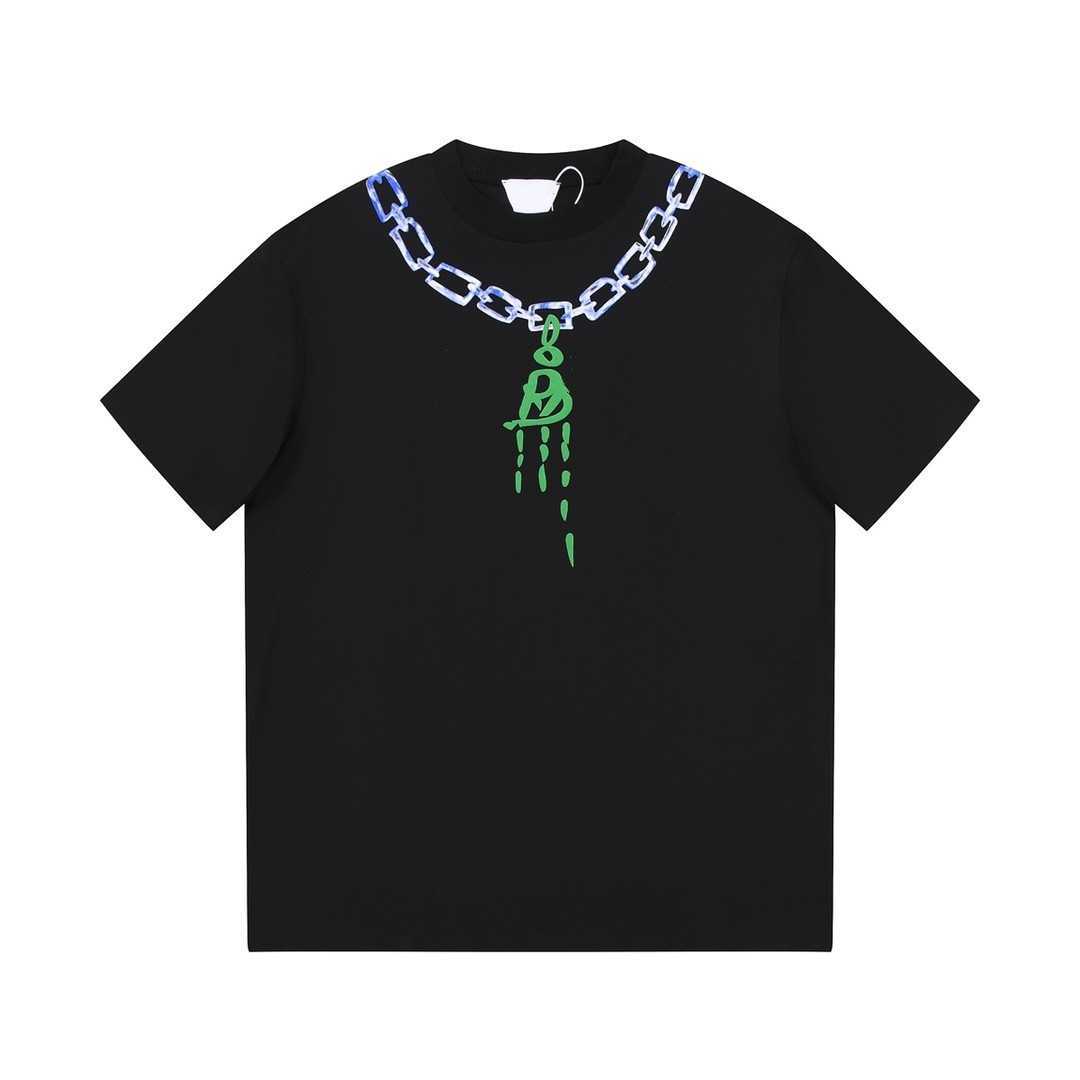 

Letter Necklace Large Classic Printed Short Sleeve For Women Men T-shirt Gu, White