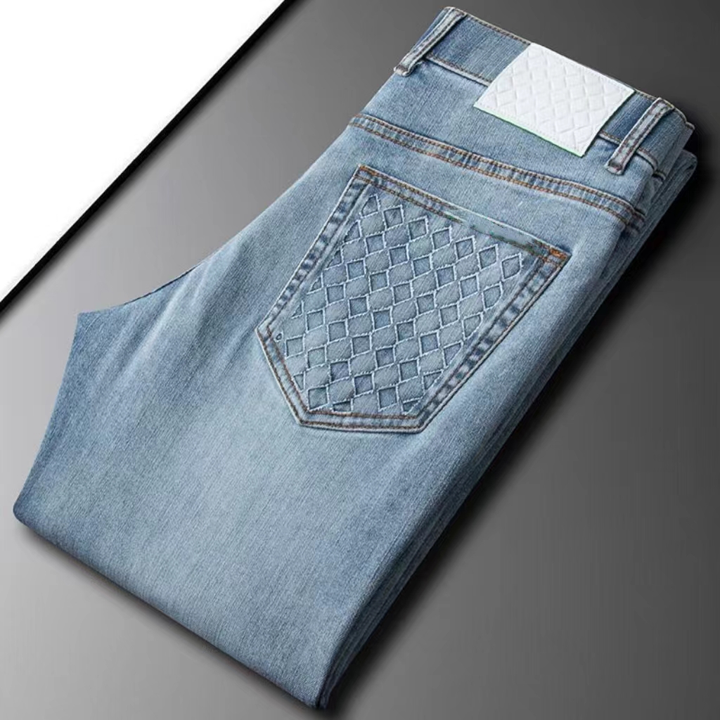 

Designer jeans men's and women's khaki pants washed blue jeans European and American style elastic wear-resistant fabric youth casual pants