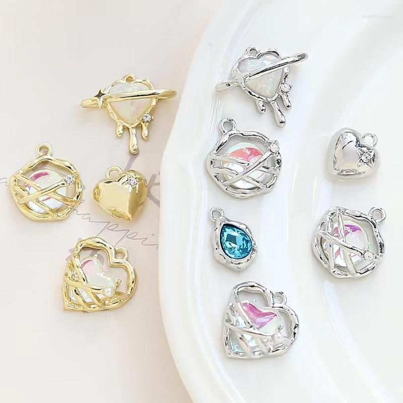 

Charms 4PCS Sweet Cool Alloy White Blue Shiny Love Heart Pendant DIY Beading Material Necklace Jewelry Accessories 2023