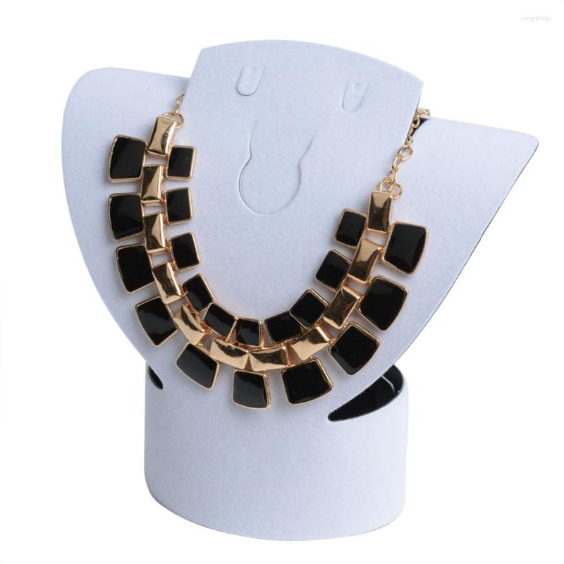 

Jewelry Pouches 5pcs Portable White Velvet Platic Foldable Choker Necklace Neck Bust CHIC Display Exhibition Showcase Stand Holder Rack