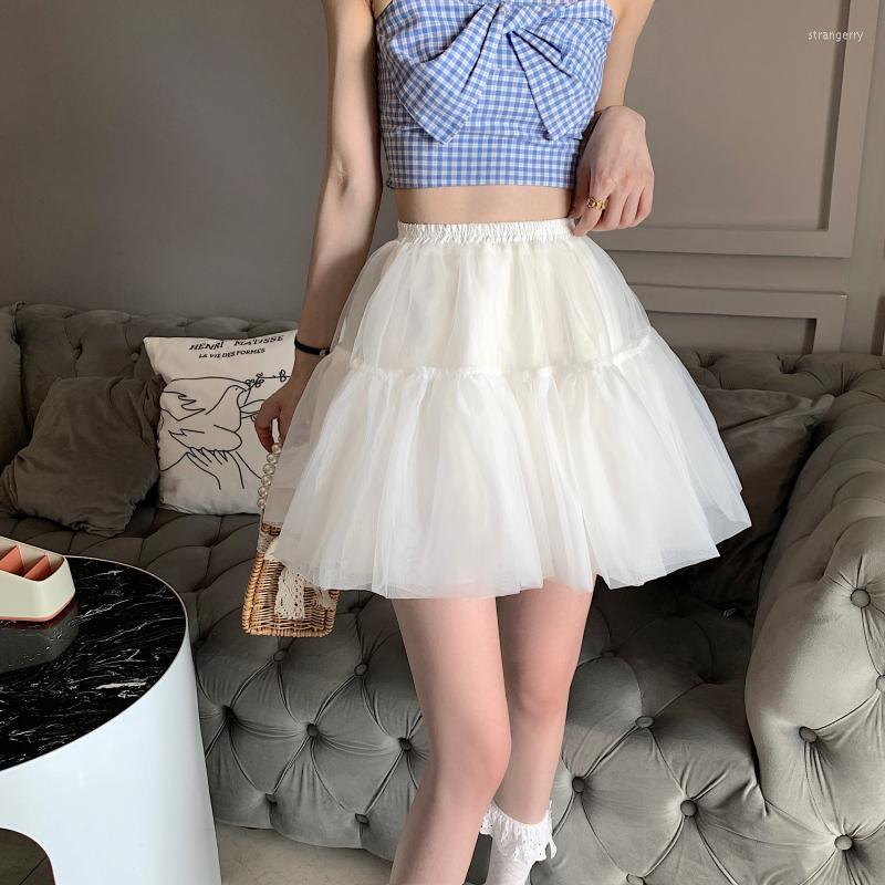 

Skirts Women Kawaii White Mini Mesh Puffy Skirt Harajuku Cute Fluffy Aesthetic Korean Fashion Y2k Streetwear JK Girl Ball Gown, Black