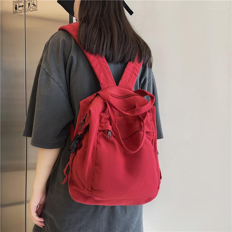 

School Bags Lawaia Bag Student Shoulders Large Capacity Khaki Backpack Fashion Canvas Backpacks Female College Teen Computer 2023, Black