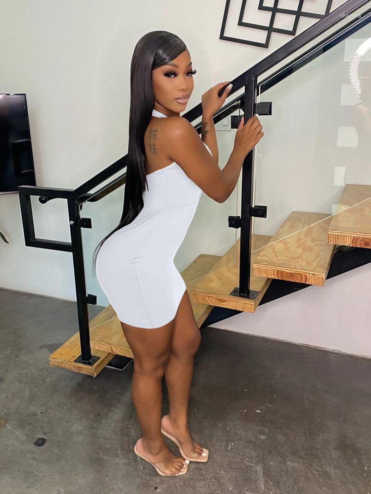 

Casual Dresses For Women Birthday Mini DressesSexy Halter Backless Bodycon Dress Summer Clohtes 2023 Fashion Party Night Club Outfits, White
