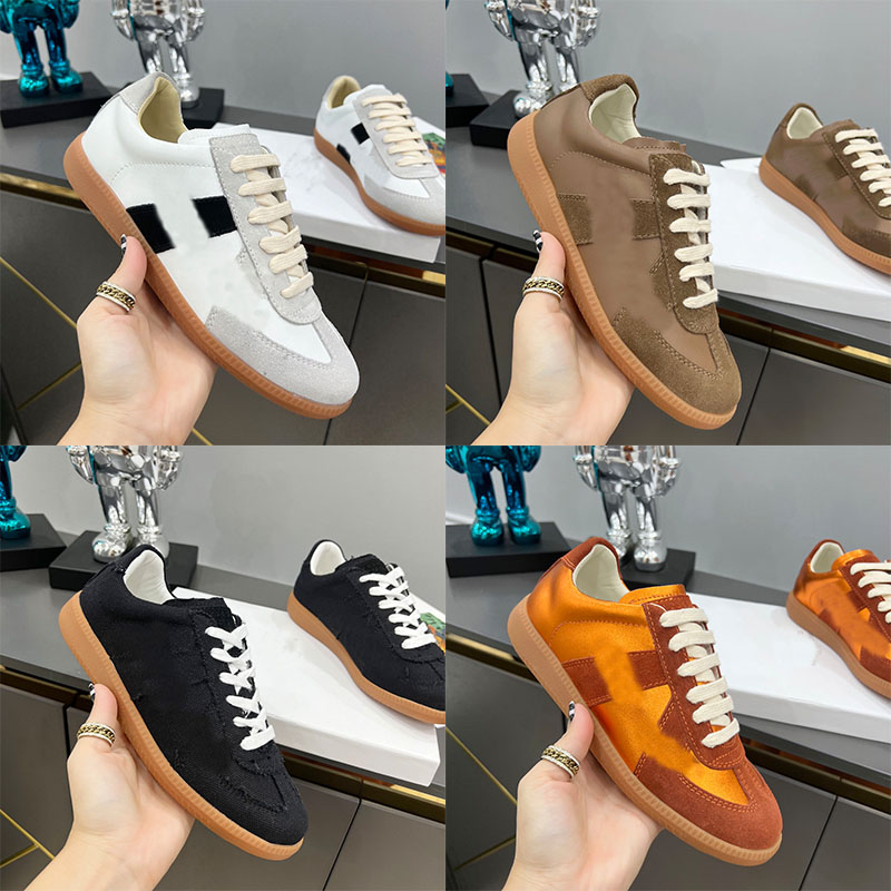 

German training shoes printed patchwork top cowhide cooperation coach shoes Gazelle MM6 running shoes sneakers designer luxury retro margiela casual shoes., Ivory