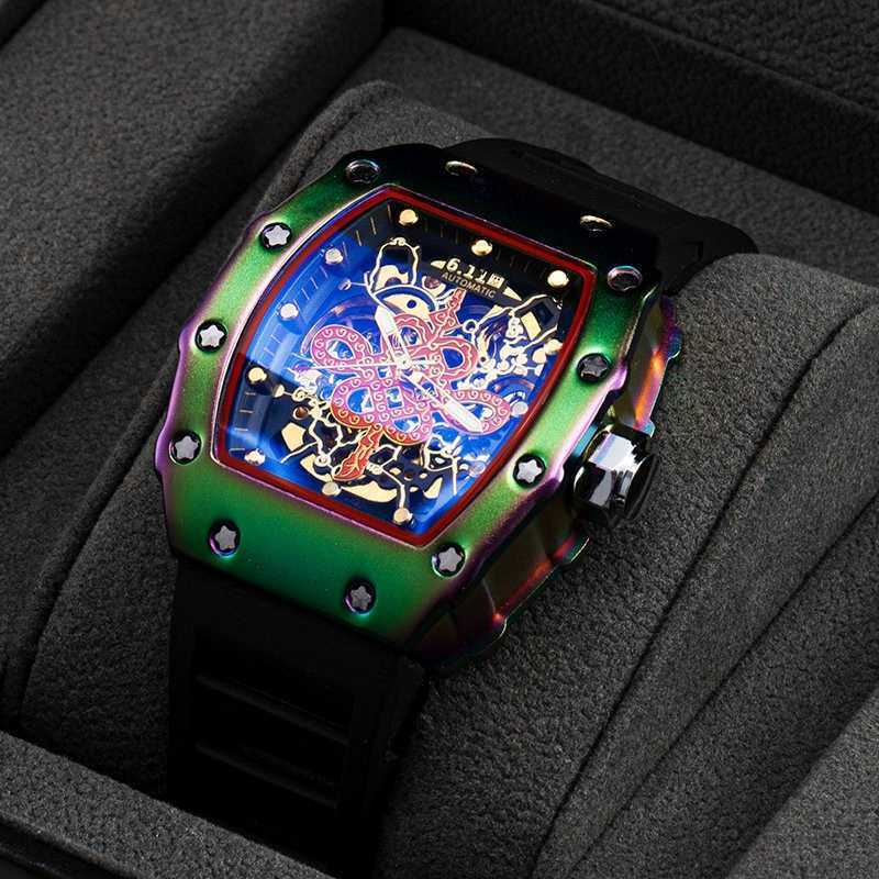

Luxury milles Richards bucket mechanical watch hollow tourbillon watch luminous waterproof China-Chic brand same famous watch ayw, Rubber band - white zebra